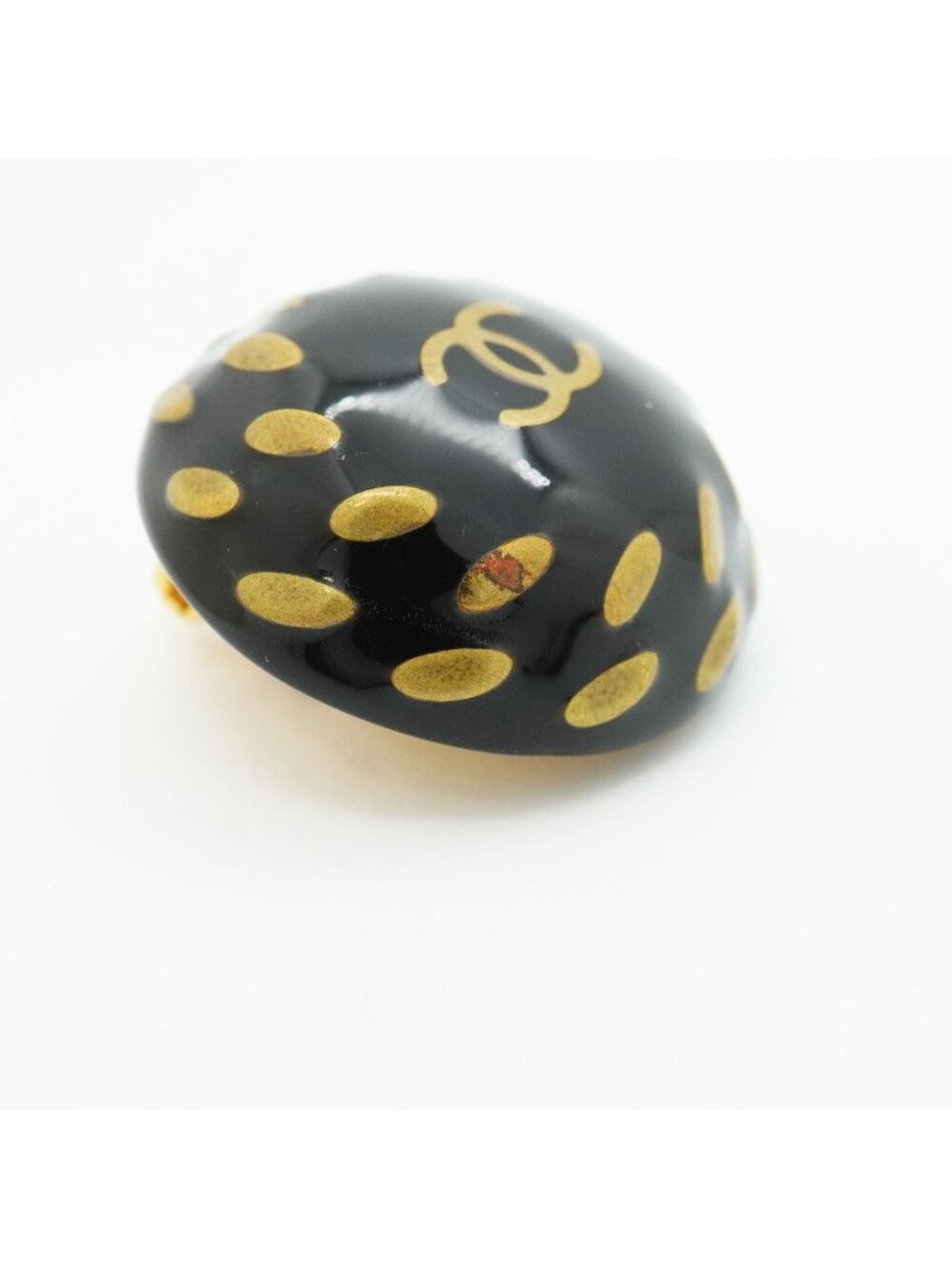 Chanel Earrings Vintage CC Logo Gold Plated Black - Picture 6 of 7